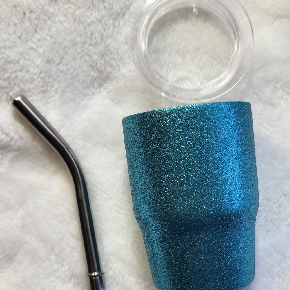 Mini Stainless Steel Insulated Tumble Teal Glittery NEW - Picture 6 of 9